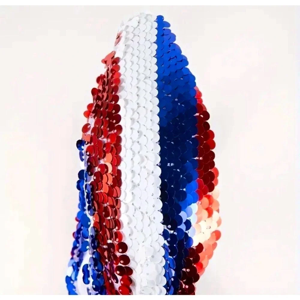 Sequin Red, White and Blue Striped Top Knot Headband
